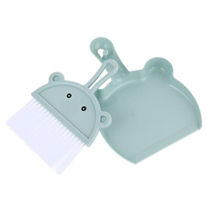 Amabro Small Dustpan Broom Set, Mini Dust Pan with Brush Set Hand Dustpan Table Top Brush Cute Table Crumb Sweeper Broom for Home Desktop Sofa Kitchen Keyboard Sweeping Cars Pet Nest(Blue)