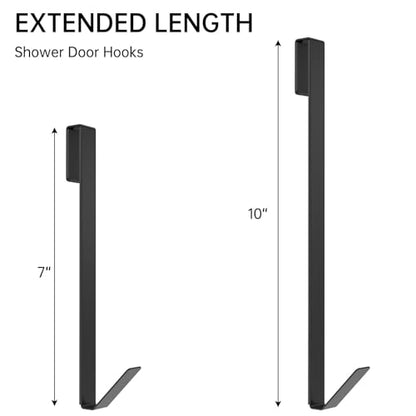Linone 10 in Shower Door Hooks, Towel Hooks for Bathrooms, Shower Hooks for Towels,Heavy Duty Drilling-Free Extended Over Door Towel Hooks for Frameless Glass Shower Door, 3 Pack - size: 10 IN-Black