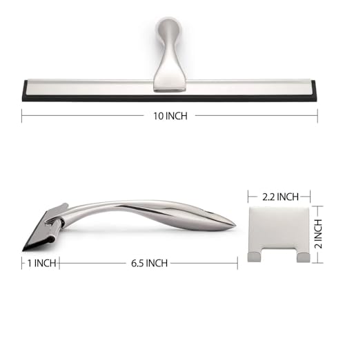 All Purpose Shower Squeegee for Doors Bathroom Window and Car Glass-Stainless Steel 10 Inches Cleaning
