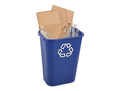 Rubbermaid Commercial Products Deskside Recycling Can, 10.25-Gallon/41-Quart, Blue Recycling Symbol, Plastic, for Bedroom/Bathroom/Office/Under Desk/Sink - color: Blue, size: 10.25 Gallons