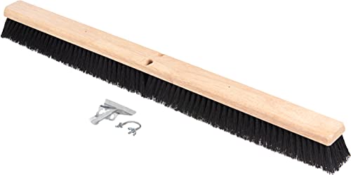SPARTA Flo-Pac Floor Sweep with Natural Tampico Bristles, Heavy Duty Broom Head for Indoor and Outdoor Use on Rough Surfaces, 36" Long, Black