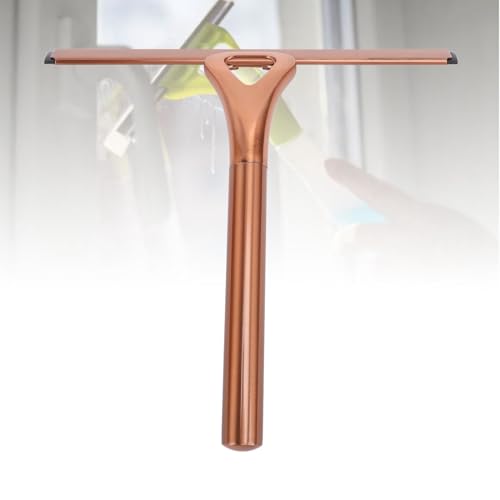 CHICIRIS 304 Stainless Steel Shower Squeegee, All Purpose Bathroom Cleaner Tool for Shower Glass Door Tile Wall Mirror Car, with Silicone Wiper and Suction Cup Hook (Bronze) - size: Bronze