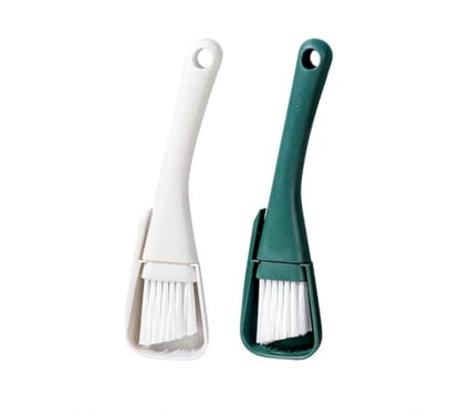 2PCs Window Track & Crevice Cleaning Brushes with Built-in Dustpan - Floor/Window Slot/Keyboard/Door Crevice Brush Set, Household Cleaning Tool Set(White+Green) - color: White+green