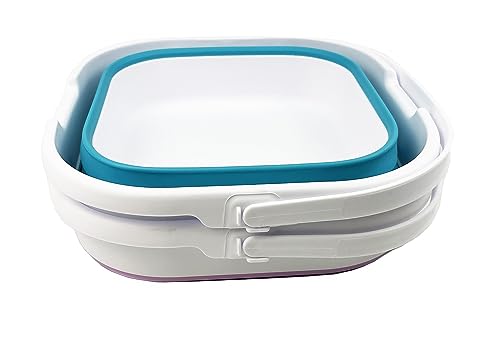 SAMMART 9.5L (2.5 gallon) Collapsible Rectangular Handy Bucket (Ceramic Blue/Pale Purple(Set of 2)) - color: Ceramic Blue/Pale Purple(set of 2)