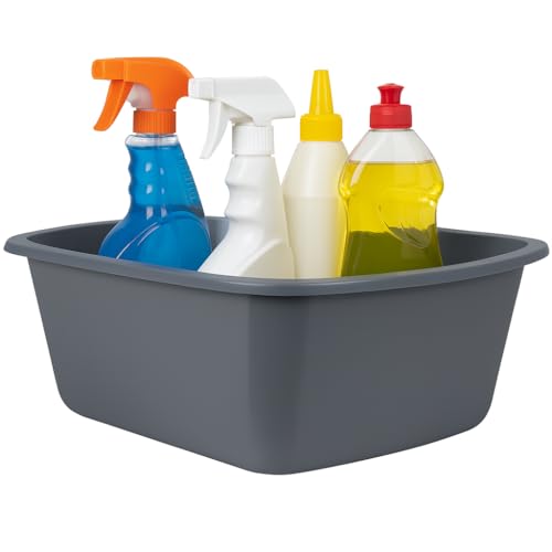 Vakly Wash Basins – Rectangular Plastic Hospital Bedside Soaking Tub (Pack of 2) Small 7 Qt Graduated Bucket - Portable Washbasin for Washing, Cleaning, Foot Bath, Dishes, Face Cleansing Bowl