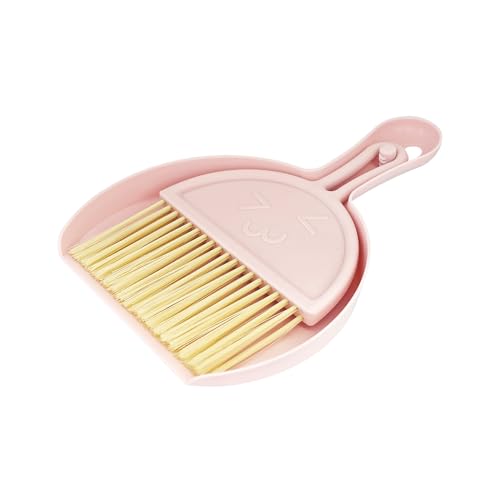 Pink Mini Broom and Dustpan Set, Small Handheld Brush Combo for Kids Kitchen Counter Table Desk Car and Pet Area Cleaning - color: Pink