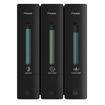 Shampoo and Conditioner Dispenser - Shower Soap Dispenser Wall Mounted No Drill - Shampoo Conditioner Body Wash Dispenser 3 Chamber - Easy Install for Bathroom Hotel Black 1200ml - color: Black 3
