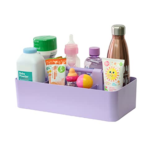 2 PACK Portable DIY 8 Dividers Durable Plastic Tote Tool & Supply Cleaning Caddy with Handle Made In USA (Lavender) - color: Lavender