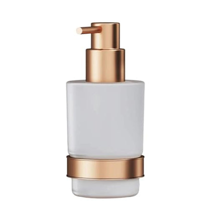 Soap Dispenser, Zinc Alloy + Frosted Glass Soap Dispenser Set with Pump,Wall Mounted Bath Accessories for Bathroom and Kitchen,Rose Gold - color: Rose Gold