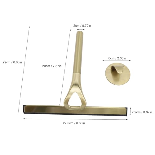 Shower Squeegee for Glass Doors, Stainless Steel and Silicone Shower Squeegee with Hook for Bathroom Mirrors and Window (Gold) - size: Gold
