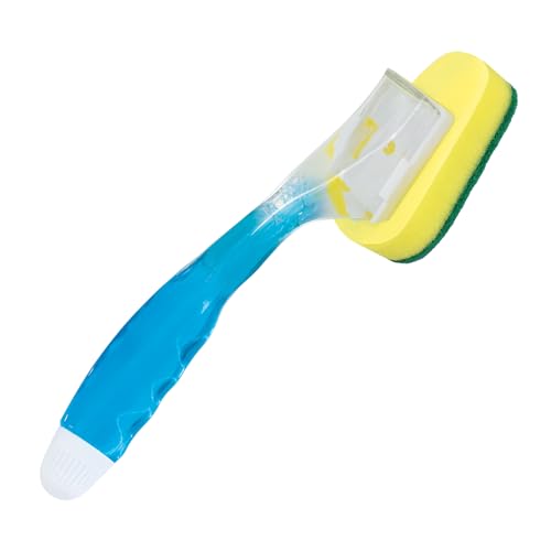 LOLA Soap Dispenser Dish Brush Wand, Absorbent Sponge Scrubber, No Leaking. Clean Dishes, Sinks and Cookware, 1 Brush w/Head - size: 1 Wand / 1 Head
