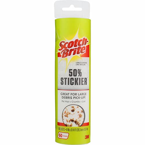 Scotch Brite Wide Lint Roller Refill Large 8" Surface Pet Hair Remover Pack of 4