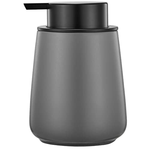 12Oz Grey Hand Soap Dispenser - Modern Ceramic Lotion Soap Dispenser with Easy-to-Press Black Pump, Reusable and Refillable Liquid Soap Dispenser for Bathroom, Dish Soap Dispensers for Kitchen - color: Gray, style: Liquid Pump
