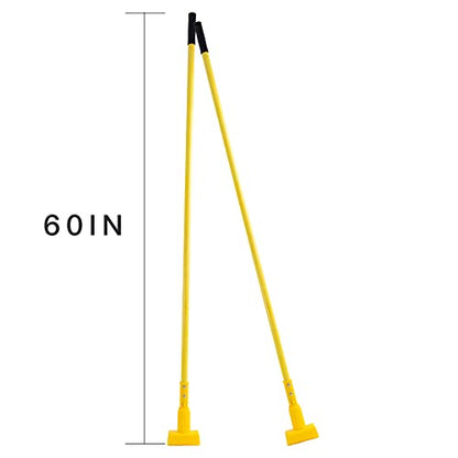 Matthew Cleaning Commercial Quick-Change Fiberglass Mop Handle for Floor Cleaning Heavy Duty Mop Stick Replacement 58inch Jaw Clamp-Style Wet Mop Gripper Holder Handle 6 Packs - color: Small Jaw Clamp -Yellow