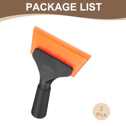 HARFINGTON 2pcs Squeegee 5 Inch Length Auto Water Blade Shower Squeegee with Non-Slip Handle for Car Windshield Window Cleaner Glass Door, Orange