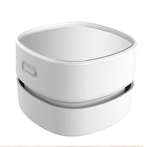 ODISTAR Desktop Vacuum Cleaner, Mini Table dust Sweeper Energy Saving,High Endurance up to 90 mins,Cordless&360º Rotatable Design for Keyboard/Home/School/Office(White AA Battery) - color: White