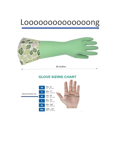 GLOVELY HANDS Water-Resistant Latex Cleaning Gloves, Soft Cotton-Feel Lining, Non-Slip Grip, Long Cuff, Medium (1 PAIR) - color: Green
