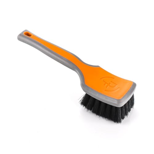 Detail Factory - ProGrip Interior Scrub Brush - Soft Bristles - Rubber Grip for Maximum Stability and Comfort - Curved Head Profile for Better Clearance - Solar Flare - color: Orange