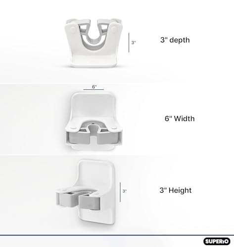 Superio Mop and Broom Holder, Set of 20 Single Piece Hooks, White Plastic Wall Mount Cleaning Storage Tool Organizer, Heavy-Duty Hook for Kitchen, Closet Garage, and Office - size: 20