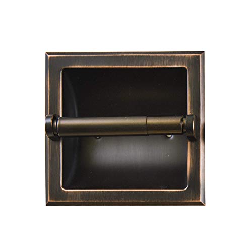 SENTO Recessed Oil Rubbed Bronze Toilet Paper Holder, Wall Mounted Heavy Duty Metal Toilet Paper Roll Holder with Rear Mounting Bracket, in Wall, Easy Installation, Oil-Rubbed Bronze - color: Oil-rubbed Bronze