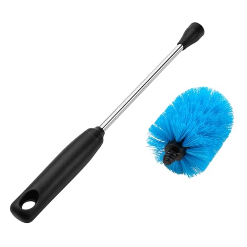MOSOLAN Stainless Steel Bottle Brush with Replaceable Head, 2 Pack Long Handle Scrubbing Brush for Water Bottles, Glasswares, Mugs, Flasks, Tumblers, Vases, and Kitchen Sink, Blue, 13 in - color: Blue, size: 13 Inch (Pack of 2)