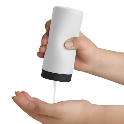 ElmRidge Dish Soap Silicone Dispenser for Kitchen Sink,Squeeze Washing Up Liquid and Hand Soap,Round refillable Silicone Bottles,Easy to Fill and to use, 8.5 oz,Black 2.4 x 2.4 x 5.5 inches (White) - color: White