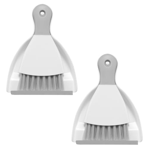 NACENA Mini Dustpan and Brush Set 2 Pack, Small Broom and Dustpan Set Dust Pan and Mini Hand Broom Dustpan and Broom Combo Compact for Home Table Keyboards Sofa Kitchen, White & Gray - color: White Grey, size: 2 packs
