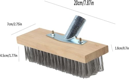 Heavy Duty Wire Broom with Telescopic Handle(63IN), Stiff Metal Brush Deck Scrub Brush Long Handle Tile Deck Cleaning Tool Scrub Brush for Cleaning Moss Grout Garden Garage (with 20CM Broom Head) - size: with 20CM Broom Head
