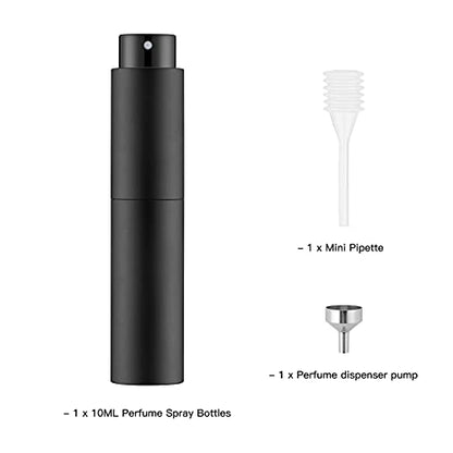 Tekson 4PCS 10ML Perfume Atomizer Travel, Refillable Cologne Containers, Dispenser Spray Empty Bottle for Mini Sprayer Size （Black - color: black-4pcs