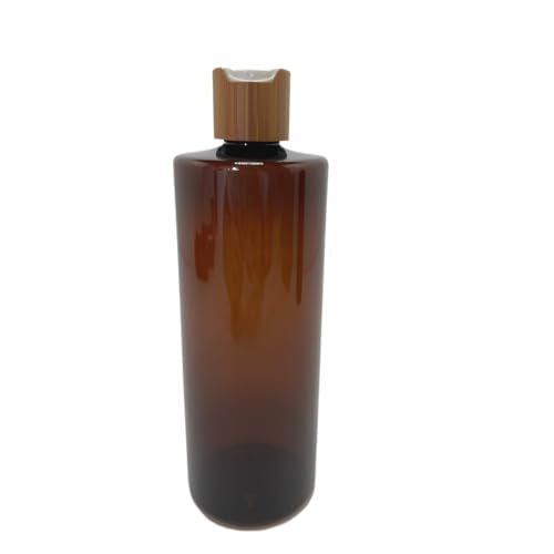 Empty Cosmetic Bottles 16oz/500ml with Bamboo Disc Top Flip Cap for Shampoo Lotion Liquid Soap,Cream,Refilable Squeeze Travel Size Toiletry Bottles Dispenser,Bathroom Accessories Brown - color: Brown, size: 500ml