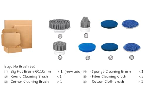 Electric Spin Scrubber Brush Set, Full-Body IPX7 Waterproof Cordless Electric Spin Brush with Power LCD Display, Cordless Electric Bathroom Cleaning Brush with 8 Brush Heads - size: Brushes