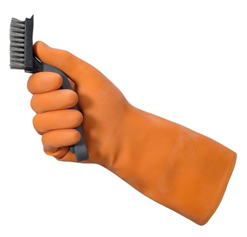 Mr. Clean Ultra Grip Heat-Resistant Reusable Gloves with Soft Cotton Flock Lining, Orange, Small - size: Small (Pack of 2)