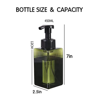 2 PCS-Foaming Soap Dispenser, Hand Soap Dispenser, Refillable Foam Liquid Hand Soap Empty Plastic Pump Bottle Container for Bathroom Vanities, Kitchen Sink, Hospital, Clinic（17 oz ） (Green) - color: Green