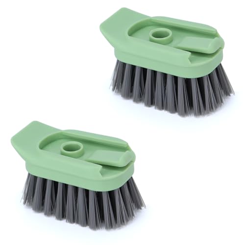 DAPOWER Dish Brush Refill Head, Replaceable Nylon Bristles Brush Heads - 2 Pack (Light Green) - color: Light Green