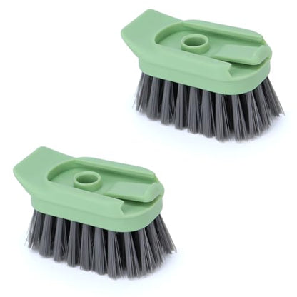 DAPOWER Dish Brush Refill Head, Replaceable Nylon Bristles Brush Heads - 2 Pack (Light Green) - color: Light Green