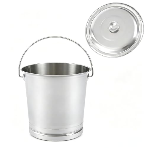 8.5Qt/2.2Gal Compost Bucket Bin Stainless Steel Pail Ice Buckets Milk Pail | Compost Bin Food Scrap Slop Bucket Ice Buckets Milk Pails With Lid Kitchen Waste Kennels and Farms Garden Supplies - size: 8L/8.5Qt/2.2Gal:9.84*8.66*9.84 inch