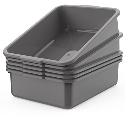 5-Pack Commercial Bus Tubs Box/Tote Box, Plastic Storage with Handles, Wash Basin Tub 8 Liter (Gray) - color: Grey, size: 8 Liter-Grey