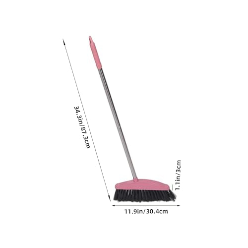 Luxshiny Outdoor Broom with Long Handle 34.37 Inch Angle Floor Wiper for Home Kitchen Yard Cleaning Household Sweeping Tool - color: Pink