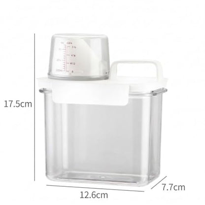 1100ml Capacity Transparent Plastic Liquid Laundry Dispenser Sealed Design Removable Lid Detergent Fabric Softener Storage Container