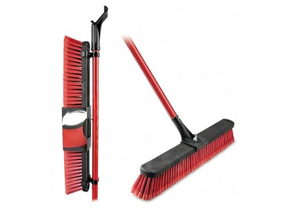 24" Heavy-Duty Push Brooms, Multi-Surface Rough Sweep Broom with Clamp & Bolt Handle, 3" Recycled PET Bristles for Concrete, Garage & Driveway