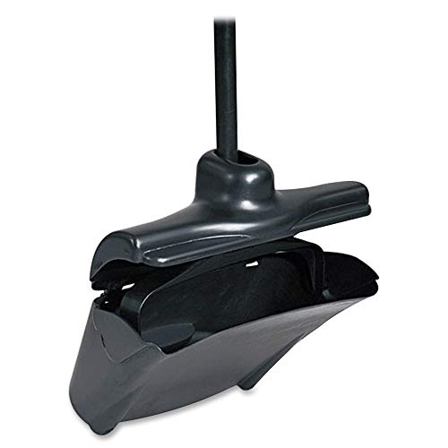 Rubbermaid Commercial Products Executive Series Lobby Pro® Upright Dust Pan with Cover, Long-Handle, Black, for Professional/Janitorial Debris Collection from Indoor Floors/Hardwoods
