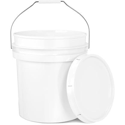 EconoHome 5-Gallon White Bucket Pail Container with Lid | Metal Handles with Plastic Grip | Easy Stack and Store | Heavy-Duty, Approx 90 MIL, Extra Durable | Food Grade | BPA Free - 1 Pack - color: White, size: 1 Pack
