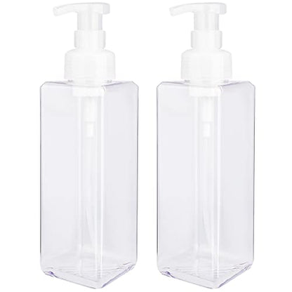 UUJOLY Foaming Soap Dispenser 1L (33.8oz) Refillable Plastic Pump Bottle for Liquid Soap, Shampoo, Body Wash (2 Pcs) (Clear) - color: Clear, size: 33 oz (2 Pack)