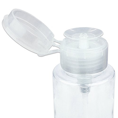 7oz Clear Push Down Pump Dispenser Empty Refillerble Bottle with Flip Top Cap - for Nail Polish, Travel, Cosmetics Packaging - color: Clear, size: 7 Ounce - 1 Bottle