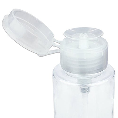 7oz Clear Push Down Pump Dispenser Empty Refillerble Bottle with Flip Top Cap - for Nail Polish, Travel, Cosmetics Packaging - color: Clear, size: 7 Ounce - 1 Bottle