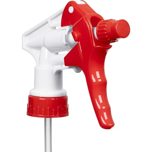 Heavy Duty Universal Trigger Sprayer Replacement for 32 oz Sprayer Bottles, 9 1/4" Dip Tube, 28-400 Neck Finish - 6 Pack (Red) - color: Red