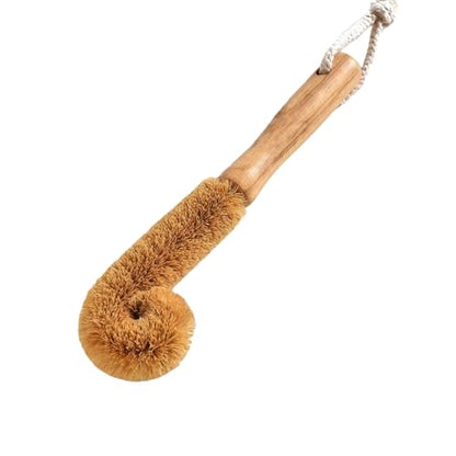 1Pcs Long Handle Scrubber with Bamboo Handle and Coconut Fibers Bristles Cleanning Brush for Glass Bottle Cup Winebottle Kitchen Home