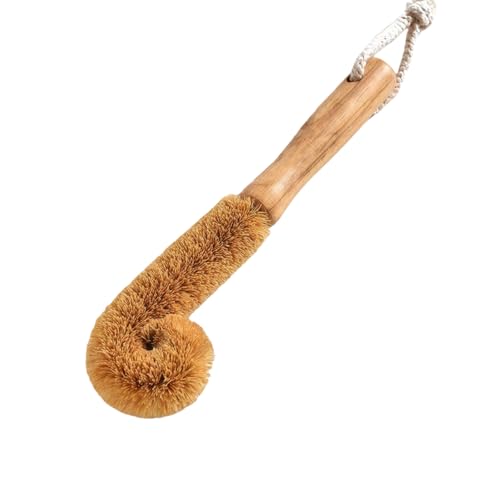 1Pcs Long Handle Scrubber with Bamboo Handle and Coconut Fibers Bristles Cleanning Brush for Glass Bottle Cup Winebottle Kitchen Home