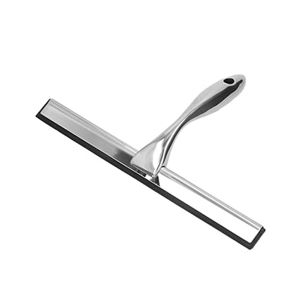 All Purpose Stainless Steel Shower Squeegee for Shower Doors with Suction Storage Hook, Bathroom Cleaner Tool Household Window Mirror Squeegee for Home Cleaning, Glass Door, Tile