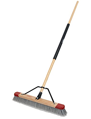 Harper 24 Inch Indoor Push Broom, Premium Heavy Duty Smooth-Surface Floor Cleaning with Flagged Bristles, Home and Garage Sweeping, Gray - style: Premium Indoor Smooth-Surface Push Broom
